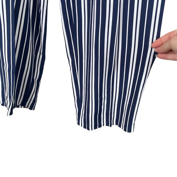 Talbots Vtg Navy Blue White Striped Pleat High Waist Pants Trousers SZ 8 - Picture 3 of 11